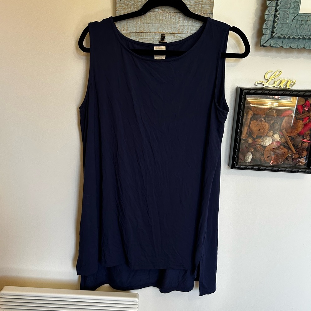 Sleeveless Navy Tunic-high low